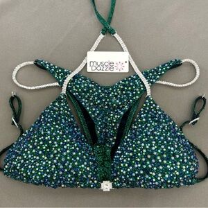 Muscle Dazzle Green Crystal Bikini Top